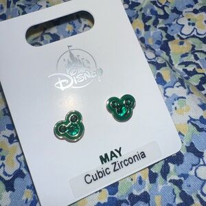 2025 Disney Parks May Birthstone Stud Earrings - Gold and Green CZ